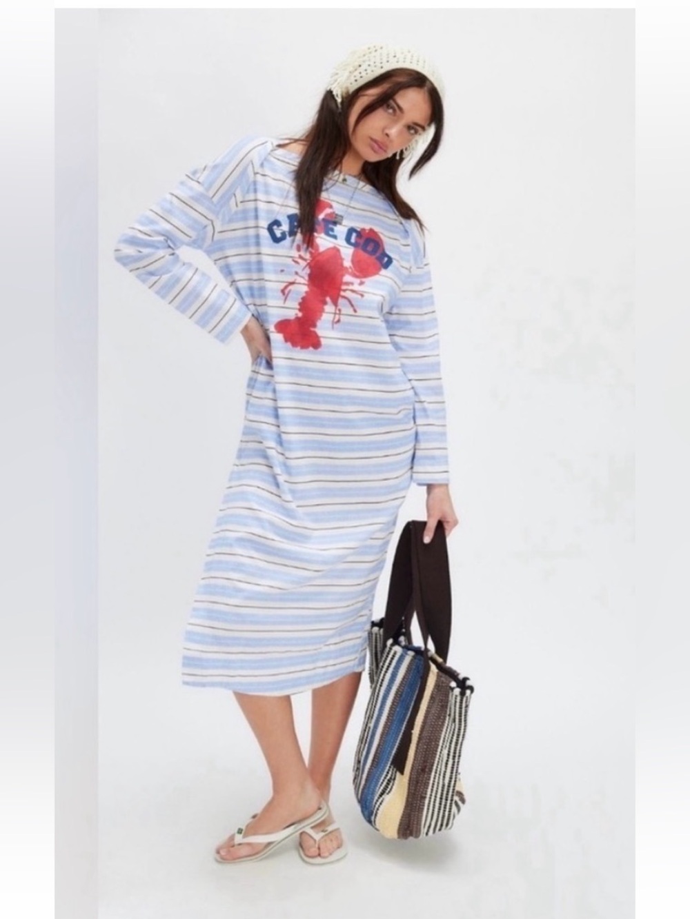 Free People x Ragabond Studio Cape Cod Lobster Graphic Stripe coverup XS